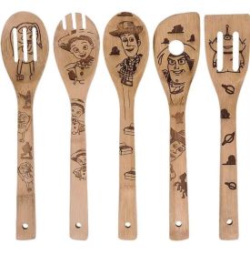 5pcs Disney anime figure Stitch Winnie the Pooh Kawaii Beauty and the Beast Toy Story cartoon shovel kitchen supplies kids toys (Color: 5pcs E)