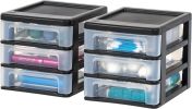 Plastic Stacking Desk Top 3-Drawer Storage Organizer, 2-Pack