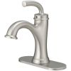 Single Handle Bathroom Faucet For One Hole with 3 Holes Deck Plate and Metal Drain In Matte Black