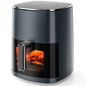 Air Fryer 6 Quart Capacity With Window Square Air Fryer 12-in-1 Air Fry, Roast, Reheat, Dehydrate, Bake, Steam With 400F (Color: gray)