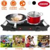 Portable Dual Burner Electric Stove - 2000W Power, 5 Temperature Levels, 5.5in Coils, Fast Even Cooking, Fits Flat Cookware, Ideal for Apartments/RVs