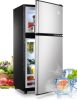 KRIB BLING 3.5Cu.Ft Compact Refrigerator Mini Fridge with Freezer, Small Refrigerator with 2 Door, 7 Level Thermostat Removable Shelves for Kitchen