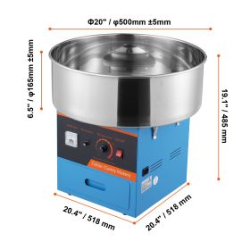 Electric Cotton Candy Machine, 1000W Candy Floss Maker, Commercial Cotton Candy Machine with Stainless Steel Bowl, Sugar Scoop, and Drawer (Bubble Cover: NO, Cart: NO)
