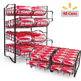 4 Tiers Can Organizer Rack, 48 Cans Soda Can Dispenser Organizer for Refrigerator, Set of 2 Stackable Beverage Dispenser Rack (Piece: 2 Piece)