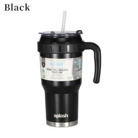 Steel Insulated Mugs i Break Reusable For Hot And Cold Drinks,Ldeal For Water,lced Tea,Coffee,Car Mugs Tumblers With Handle And Straw (58234: 58234-black)