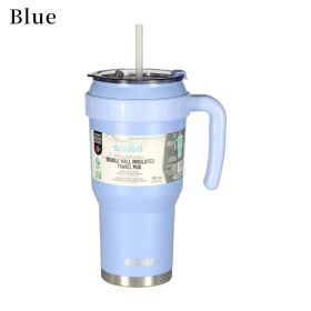 Steel Insulated Mugs i Break Reusable For Hot And Cold Drinks,Ldeal For Water,lced Tea,Coffee,Car Mugs Tumblers With Handle And Straw (58234: 58234-blue)
