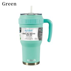 Steel Insulated Mugs i Break Reusable For Hot And Cold Drinks,Ldeal For Water,lced Tea,Coffee,Car Mugs Tumblers With Handle And Straw (58234: 58234-green)