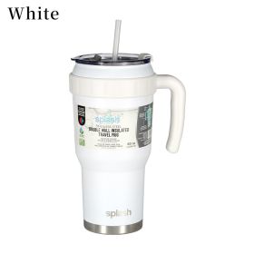 Steel Insulated Mugs i Break Reusable For Hot And Cold Drinks,Ldeal For Water,lced Tea,Coffee,Car Mugs Tumblers With Handle And Straw (58234: 58234-white)