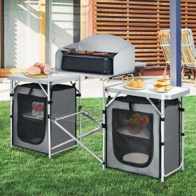 1PC Folding Camping Table with Storage Organizer (Color: gray)