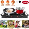 2000W Electric Dual Burner Portable Coil Heating Hot Plate Stove Countertop RV Hotplate with 5 Temperature Adjustments Portable Handles