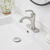 Single Handle Bathroom Faucet For One Hole with 3 Holes Deck Plate and Metal Drain In Matte Black
