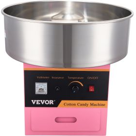 VEVOR Electric Cotton Candy Machine, 1000W Candy Floss Maker, Commercial Cotton Candy Machine with Stainless Steel Bowl, Sugar Scoop, and Drawer (Bubble Cover: NO, Cart: NO)