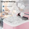 Countertop Ice Maker with Handle, 26lbs/24H Portable Ice Machine, 9 Bullet Ice Cubes Ready in 6 Mins, Self-Cleaning, Quiet Compact Ice Maker for Home
